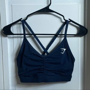 Gymshark navy ruched sports bra | size small